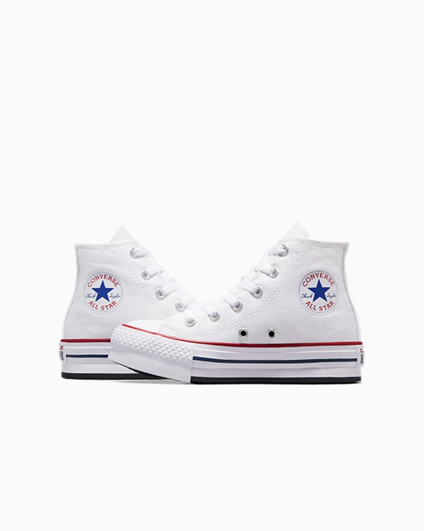 Pantofi Platforma Fete Converse Chuck Taylor All Star Lift Inalti Albi Rosii Inchis Bleumarin | RO HLTJD843